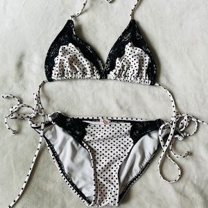 Polka Dot and Lace String Bikini